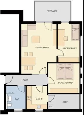 Tolle 3-Zimmer-Erdgeschosswohnung mit Terrasse zu vermieten!