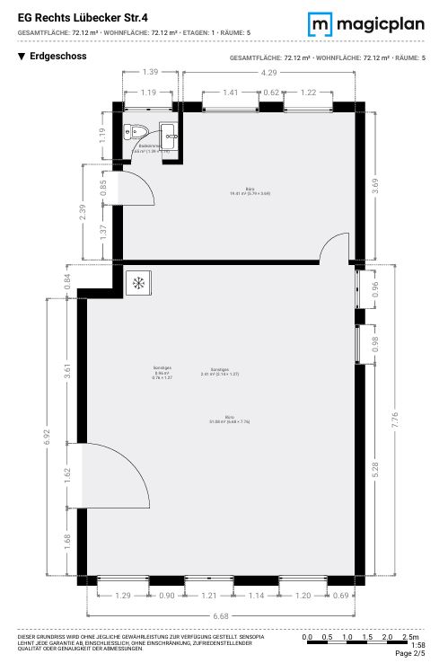 Tolle Bürofläche (2,5 Räume) in historischer Villa im Zentrum von Plön zu vermieten (69,17 m²)